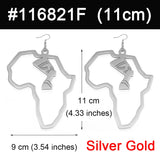 Anniyo Gold Color Stainless Steel Egyptian Queen Nefertiti Earrings African Map Big Earrings Jewelry Africa Ethnic  #116821