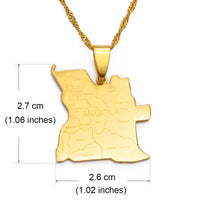 Anniyo With City Name Angola Map Pendant Necklaces Silver Color/Gold Color African Jewelry Angolan Country Maps #135621