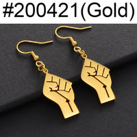Anniyo 2.8CM Black Lives Matter Fist Symbol Earrings Rose Gold Plated,Silver Color Stainless Steel BLM African  Jewelry #200421