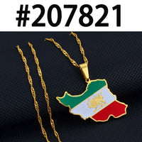 Anniyo Iran Map Pendant Necklace Iranian Jewelry #207821