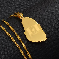 Anniyo Gold Color ST. Vincent Map Pendant and Thin Chain Necklaces Saint Vincent Maps Jewelry #020721