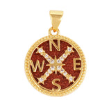 Nature Stone Black Agate Sun Star Love Compass Charm Pendant,18K Gold Plated,Jewelry Necklace Bracelet Accessories Supplies M56