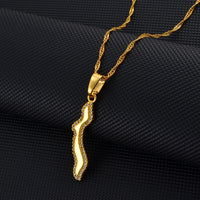 Anniyo Curacao Islands Map With Cubic Zirconia Pendant Necklaces Gold Color Jewelry CZ Stone Maps  #252806