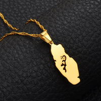 Anniyo Qatar Country Map Pendant Necklaces for Women Girl Qatari Jewelry  #030021