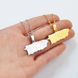 Anniyo Puerto Rico Map With Cities Pendant Necklaces Gold Color Silver Color PR Puerto Ricans Jewelry #267121