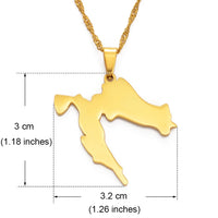 Anniyo Croatia Map Pendant Necklaces Gold Color Stainless Steel for Women Girls Maps of the Croatian Jewelry #045521