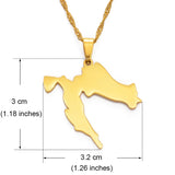 Anniyo Croatia Map Pendant Necklaces Gold Color Stainless Steel for Women Girls Maps of the Croatian Jewelry #045521
