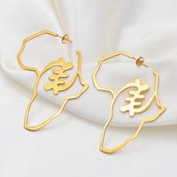 Anniyo African Symbol Earrings Gold Color Stainless Steel Adinkra Nyame Earrings Stud Ethnic large Jewelry Love  #131121