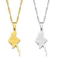 Anniyo Myanmar Map City Silver Color / Gold Color Charm Pendant Necklace Burmese Jewelry #234021