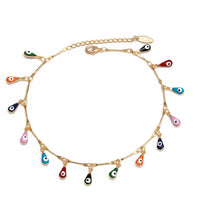 Lucky Eye Turkish Evil Eye Ankle Bracelet Gold Color Copper Foot Leg Chain Anklet Fashion Jewelry Gifts for Women Men EY6734
