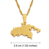 Anniyo SMALL The United States Virgin Islands St John Map Pendant Necklaces for Women Girls Saint John Jewelry #115821