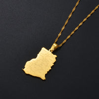 Anniyo Ghana Map With Province Name Pendant Necklaces Jewelry Ghanaian Country Maps @256321