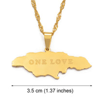 Anniyo Map of Jamaica With NOE LOVE Pendant Necklaces Stainless Steel Jamaica Maps Chains Jewelry Jamaican  @112921
