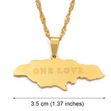 Anniyo Map of Jamaica With NOE LOVE Pendant Necklaces Stainless Steel Jamaica Maps Chains Jewelry Jamaican  @112921