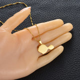 Anniyo Tahiti Map Pendant Necklaces for Women Girls Gold Color/Silver Color French Polynesia Jewelry #166421