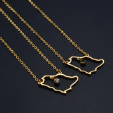Anniyo Saudi Arabia Map With Green Stone Gold Color Charm Pendant Necklace Kingdom of Saudi Arabia Jewelry Women Girls  #266221