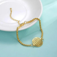 LIKGREAT Flower of Life Round Stainless Steel Bracelet Gold Color Charm Bracelets for Women Men Chain Fashion Jewelry Gifts