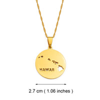Anniyo Round Hawaii State Map Pendants Necklaces Hawaiian Jewelry #256521