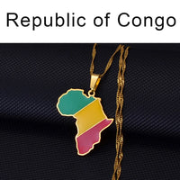 Anniyo 3CM Hip-hop Africa Map Pendant Necklace Jewelry Eritrea,Gambia,Guinea,Congo,Tunisia,Benin,Libay,Namibia,Chad,Botswana