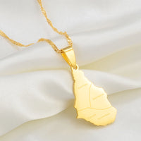Anniyo 3.1CM Montserrat Island Map With Cities Pendant Necklaces for Women/Girls Gold Color Jewelry #267221