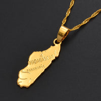 Anniyo Madagascar Map Pendant Necklaces for Women Men Gold Color Jewelry Africa Malagasy Maps Chain #006910