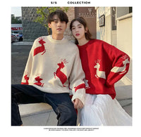 Christmas Sweater Women Autumn Winter Korean Loose Pullover Deer Sweater Men and Woman Oversized Sweaters Couples