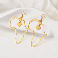 Anniyo 7CM/2.6CM/3.5CM Africa Map Big Earrings Exaggerate Earring Heart African Jewelry Traditional Ethnic Hyperbole #232721