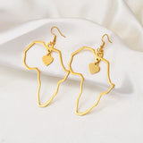 Anniyo 7CM/2.6CM/3.5CM Africa Map Big Earrings Exaggerate Earring Heart African Jewelry Traditional Ethnic Hyperbole #232721