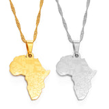 Anniyo 2.5CM Africa Map With Country Flag Pendant Chain Necklaces African Maps Jewelry for Women Girls @204021