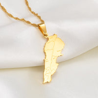 Anniyo Liban Map With Cities Pendants Necklaces Gold Color Jewelry Lebanon Map Chain Necklaces #203621