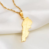 Anniyo Liban Map With Cities Pendants Necklaces Gold Color Jewelry Lebanon Map Chain Necklaces #203621