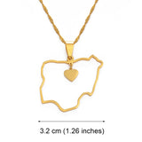 Anniyo Nigeria Map Pendant Necklaces Heart Nigerian Maps Jewelry  Gold Color Maps #154221