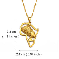 Anniyo Africa Map and Queen Head Pendant Necklace Women Traditional Cultural Ornaments Holiday Wedding Party Items @@128316