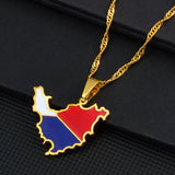 Anniyo Sint Maarten & Saint-Martin Island Map Pendant Necklace Saint Martin Gold Color Jewelry Netherlands #204221