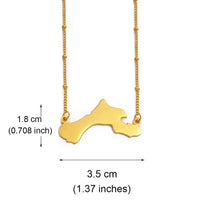 Anniyo Bonaire Map Pendant Bead Necklaces Antilles Women Girls Gold Color/Silver Color Stainless Steel Antilles Jewelry #151921