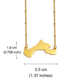 Anniyo Bonaire Map Pendant Bead Necklaces Antilles Women Girls Gold Color/Silver Color Stainless Steel Antilles Jewelry #151921