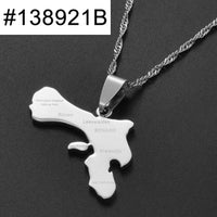 Anniyo 3.5cm Bonaire Map and Village Pendant Necklaces Stainless Steel and Gold Color Netherlands Antilles Jewelry #138921