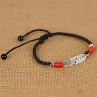Simple Adjustable Handmade Leaf Anklets Woven Adjustable Rope Lucky Foot Bracelet For Women Men Jewelry