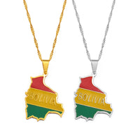Anniyoc Bolivia Map Flag Pendant Necklaces for Women Girls Charms Bolivians Maps Jewelry Patriotic  #238721