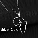 Anniyo Egyptian Cross Ankh Symbol Pendant Necklaces Women Girls Africa Map Jewelry Egypt Hieroglyphs Nile Key @177721