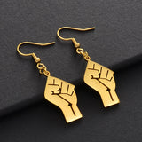 Anniyo 2.8CM Black Lives Matter Fist Symbol Earrings Rose Gold Plated,Silver Color Stainless Steel BLM African  Jewelry #200421