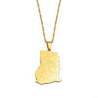 Anniyo Ghana Map With Province Name Pendant Necklaces Jewelry Ghanaian Country Maps @256321