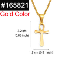 Anniyo  Small Cross Pendant Ankh Necklace Woman Girls Gold Color/Silver Color African Charm Jewelry Egypt Nile Key Chain #165821