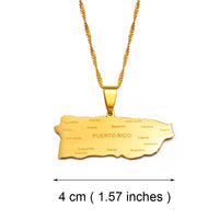 Anniyo Puerto Rico Map With Cities Pendant Necklaces Gold Color PR Puerto Ricans Jewelry #237921