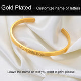 Anniyo Personalized Name Cuff Bracelets Cuff Bangles Women Girls Jewelry Customize Print Letter #112021