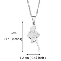 Anniyo Myanmar Map City Silver Color / Gold Color Charm Pendant Necklace Burmese Jewelry #234021