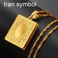 Anniyo DIY Keeping Photo Pendant Necklace Women Iran Jewelry,Gold Color Islam Arab Holy Bible Cross Allah Box #071502