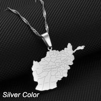 Anniyo Afghanistan Map With Cities Name Pendant Necklaces for Women,Gold Color Afghan Maps Jewelry #211921