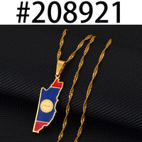 Anniyoc Belize Map Flag Pendant Necklaces Women Girls Charm Belize's Maps Jewelry #208921