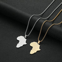 Kinitial Stainless Steel African Country Map Pendant Charm Necklace Jewelry  Clavicle Chain Necklace for Women Party Choker Gift